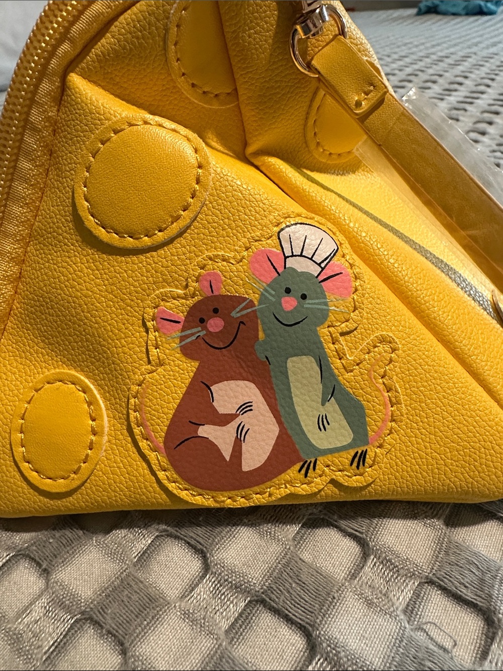 Disney Parks Remy Ratatouille Yellow Zipper Wristlet with Blue Check Lining NWOT